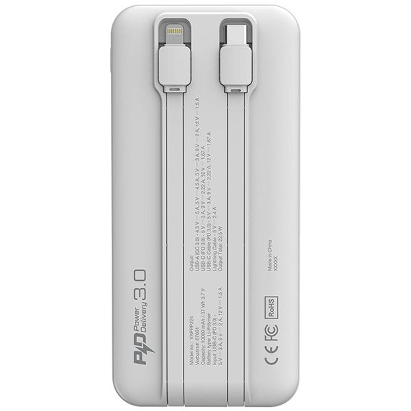 Verbatim - 10000mAh PD 3.0 & QC 3.0 Power Pack with Embedded Cables - Image 10