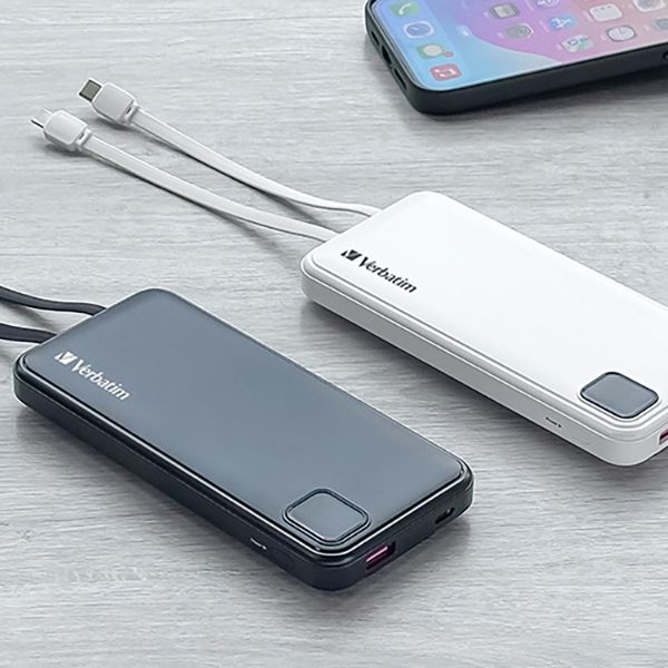 Verbatim - 10000mAh PD 3.0 & QC 3.0 Power Pack with Embedded Cables - Image 12