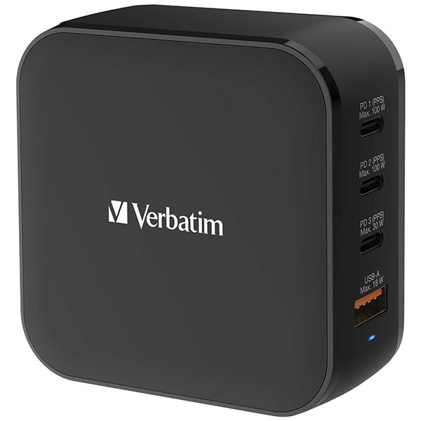 Verbatim - 4 Port 150W PD & QC 3.0 GaN Charger(with AC Power Cord & Stand) - Image 3