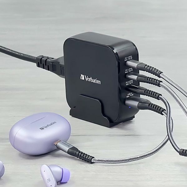 Verbatim - 4 Port 150W PD & QC 3.0 GaN Charger(with AC Power Cord & Stand) - Image 13