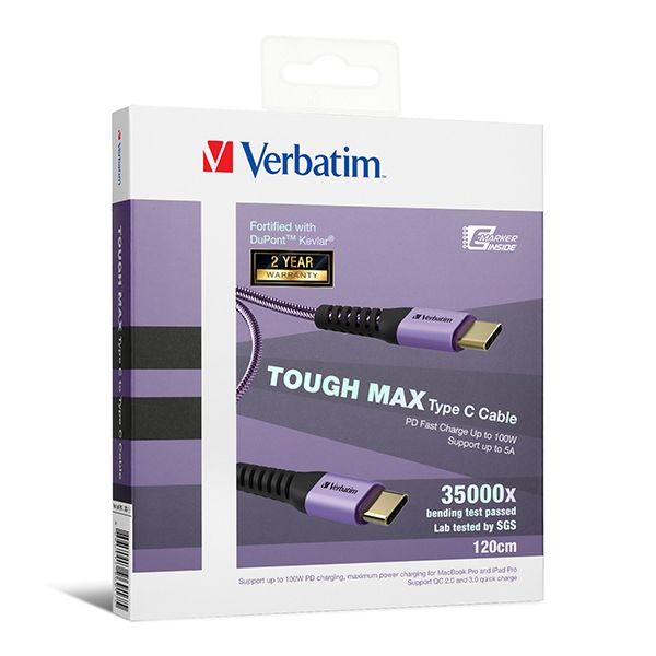 Verbatim - Sync & Charge Tough Max Type C to Type C Cable 120cm - Image 7