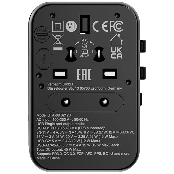 Verbatim - 5 Port 45W Universal Travel Adapter(UTA-08) - Image 4