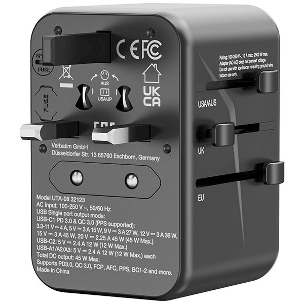 Verbatim - 5 Port 45W Universal Travel Adapter(UTA-08) - Image 6