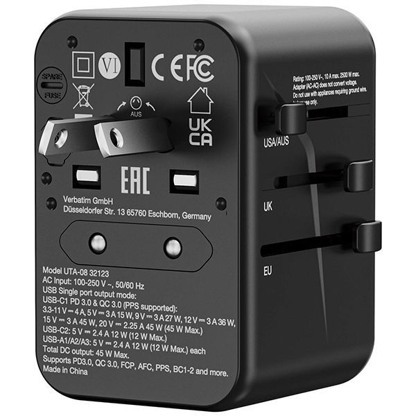 Verbatim - 5 Port 45W Universal Travel Adapter(UTA-08) - Image 8