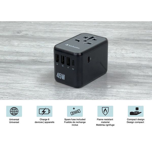 Verbatim - 5 Port 45W Universal Travel Adapter(UTA-08) - Image 11