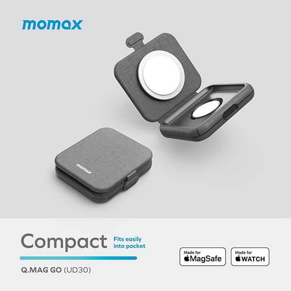 Momax-Q.Mag Go 2-in-1 MagSafe Wireless Charger 15W - Image 3