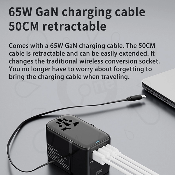 GaN 65W Travel Adapter with Retractable Cable(HHT907) - Image 7