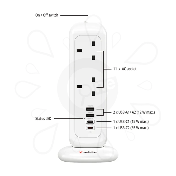 Verbatim - UK Plug 35W Power Tower - Image 7