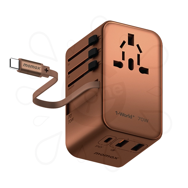 Momax 1-World+ 3-Port Travel GaN Charger With Built-in USB-C Cable 70W - Image 4