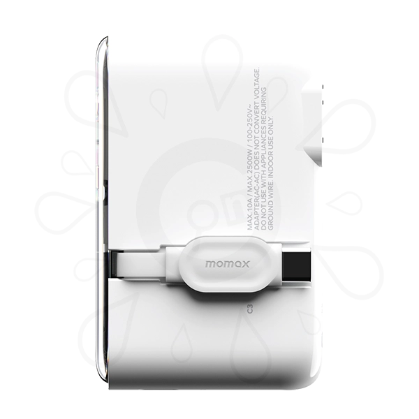 1-World+ Flow 4-Port Travel Charger With Built-In USB-C Cable 35W - Image 3