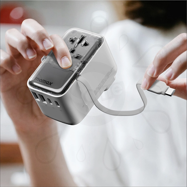 1-World+ Flow 4-Port Travel Charger With Built-In USB-C Cable 35W - Image 6