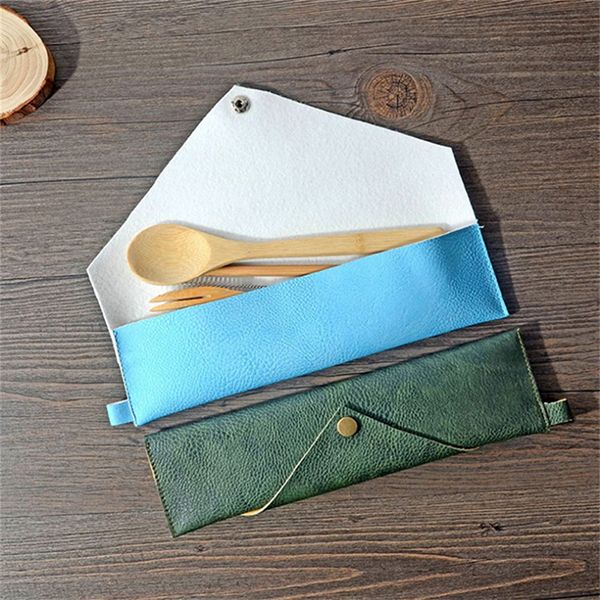 Stylish Leather Cutlery Pouch - Image 4