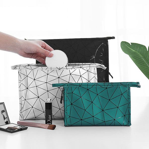 Diamond Pattern PU Cosmetic Bag