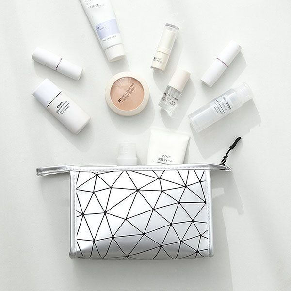Diamond Pattern PU Cosmetic Bag - Image 6