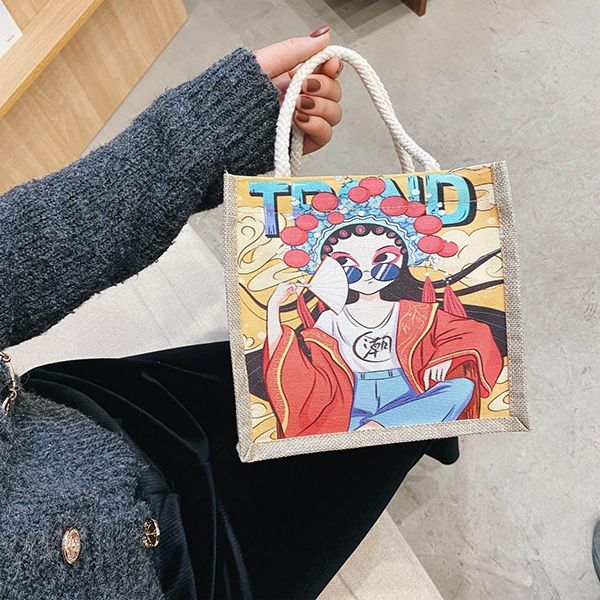 Color Printed Cotton Jute Bag - Image 3