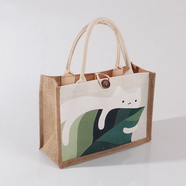 Color Printed Cotton Jute Bag - Image 6