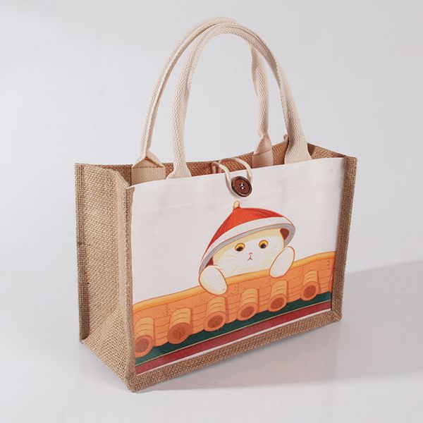 Color Printed Cotton Jute Bag - Image 7