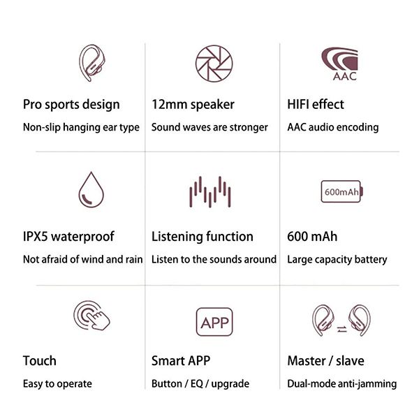 QCY Earhook Wireless Earphones - Image 8