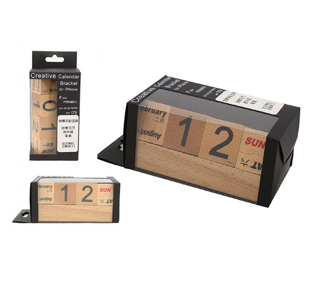 Wooden Perpetual Calendar Phone Stand - Image 3