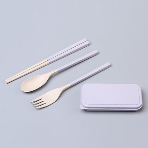 Foldable Wheat Straw Cutlery Set - Image 3