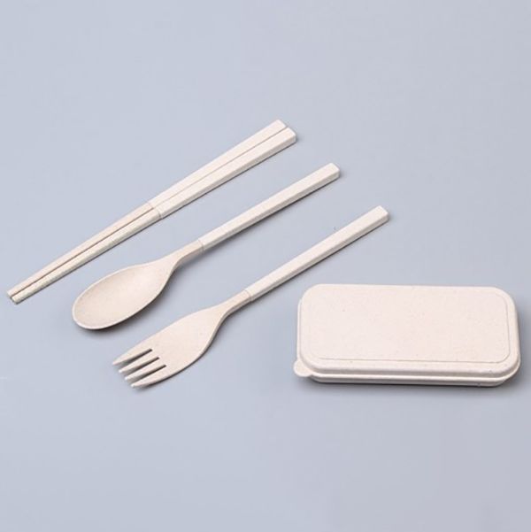 Foldable Wheat Straw Cutlery Set - Image 4