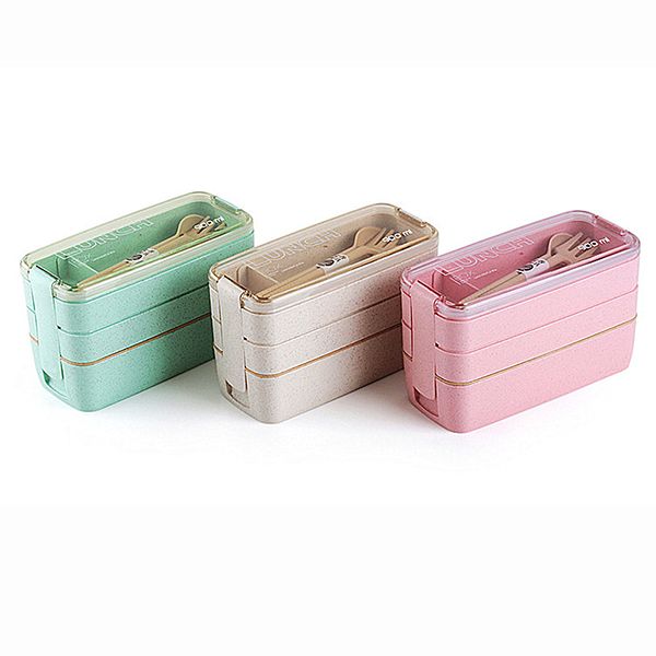 Three-Tier Wheat Straw Lunch Box - Image 2