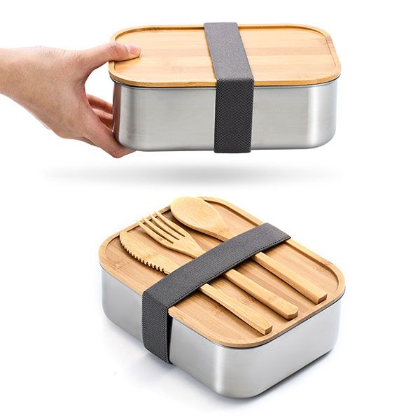 Bamboo Lid Stainless Steel Lunch Box - Image 5