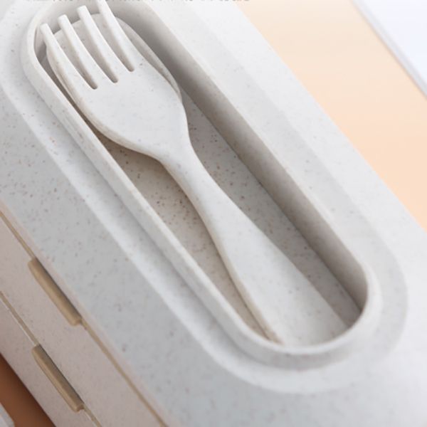 Wheat Straw Double-Layer Lunch Box - Image 4