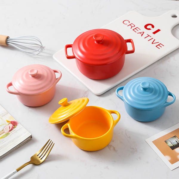 Ceramic Bowl with Lid and Handles - Image 3