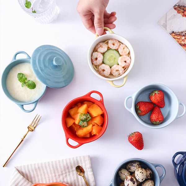 Ceramic Bowl with Lid and Handles - Image 4
