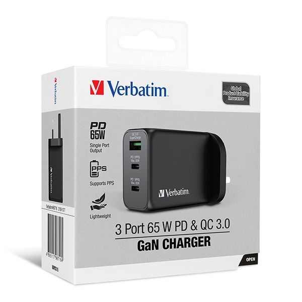 Verbatim-3 Port 65WPD 3.0 & QC 3.0 GaN Charger - Image 9