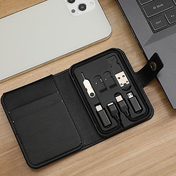 Data Cable Power Bank PU Wallet - Image 2