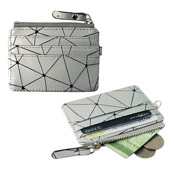 Geometric Pattern Zipper Card Holder - Image 2