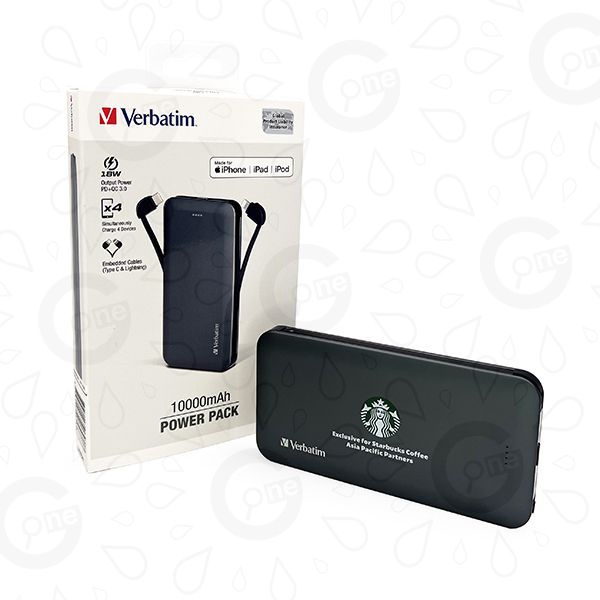 Verbatim-PD and QC3.0 fast charging power bank-10000mAh-Starbucks