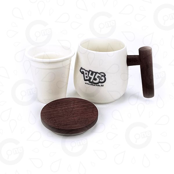 Wooden Handle Ceramic Tea Mug - BHSS - Image 3