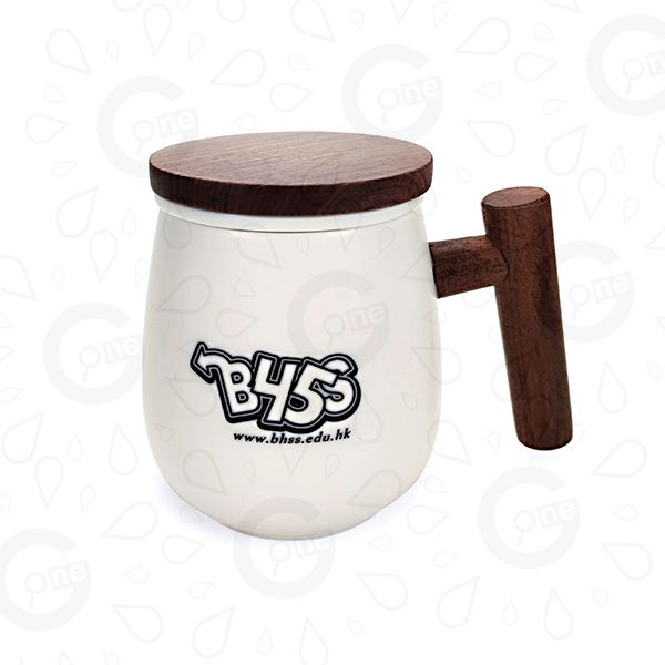 Wooden Handle Ceramic Tea Mug - BHSS - Image 4