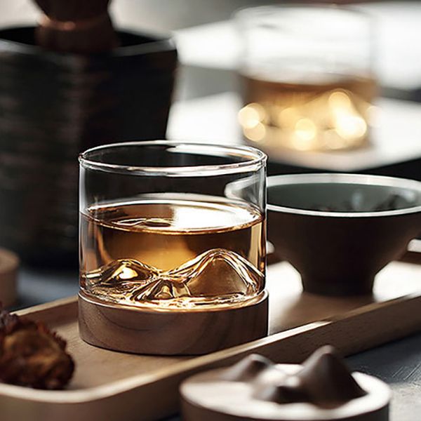 Wooden Base Glass Cup