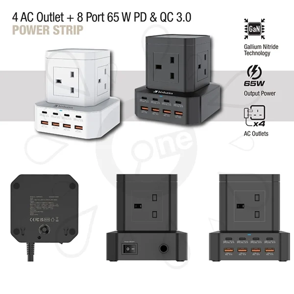 Verbatim 65W PD & QC 3.0 Power Strip - Image 2