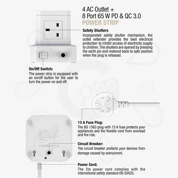 Verbatim 65W PD & QC 3.0 Power Strip - Image 4