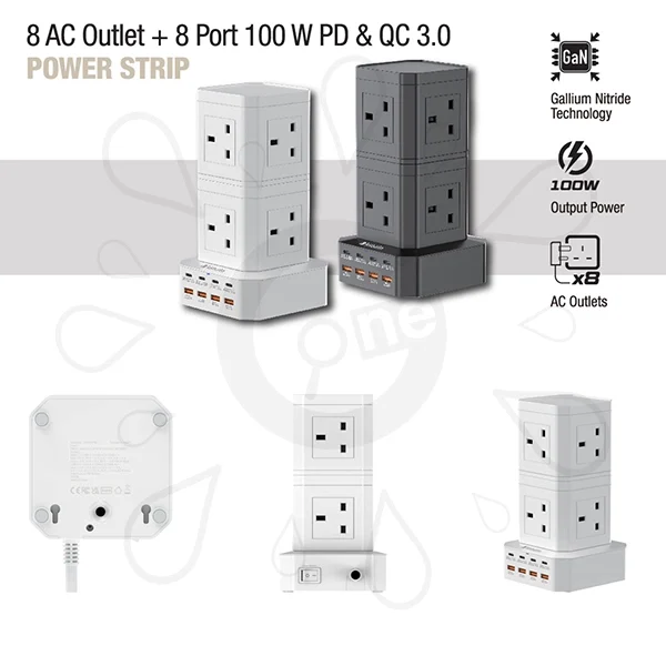 Verbatim 100W PD & QC 3.0 Power Strip - Image 2