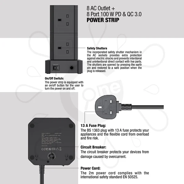 Verbatim 100W PD & QC 3.0 Power Strip - Image 4