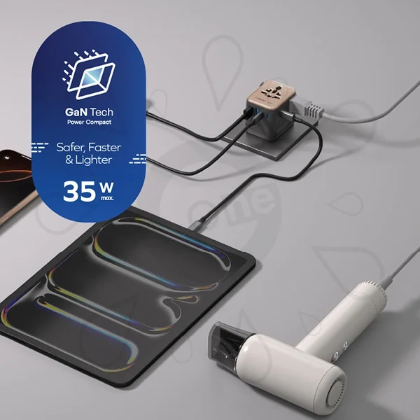 Momax 1-World² 5-Port GaN Charger 35W with Dual AC - Image 3