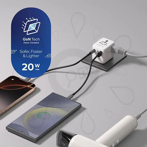 Momax 1-World² 3-Port GaN Charger 20W with Dual AC - Image 3