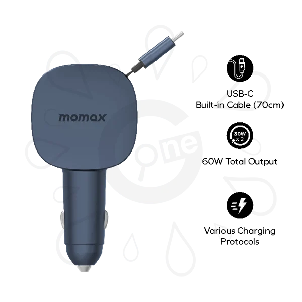 Momax 1-MOVE 60W Car Retractable Charging Cable - Image 2