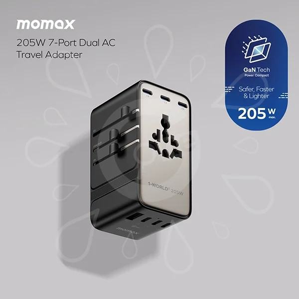 Momax 1-World² 205W 7-Port Dual AC Travel Adapter - Image 3